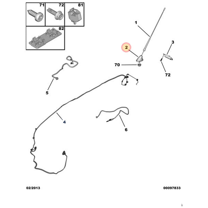 Genuine Roof Aerial Base - Peugeot 2008 2016-2019 | 9804058080