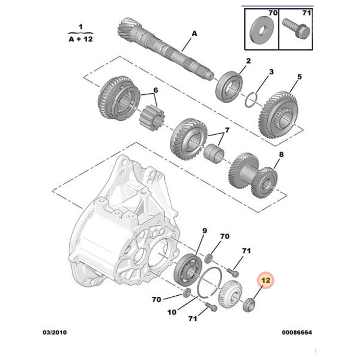 Genuine Gear-Box Shaft Fixing Nut - Peugeot 206 2006-2014 | 230459