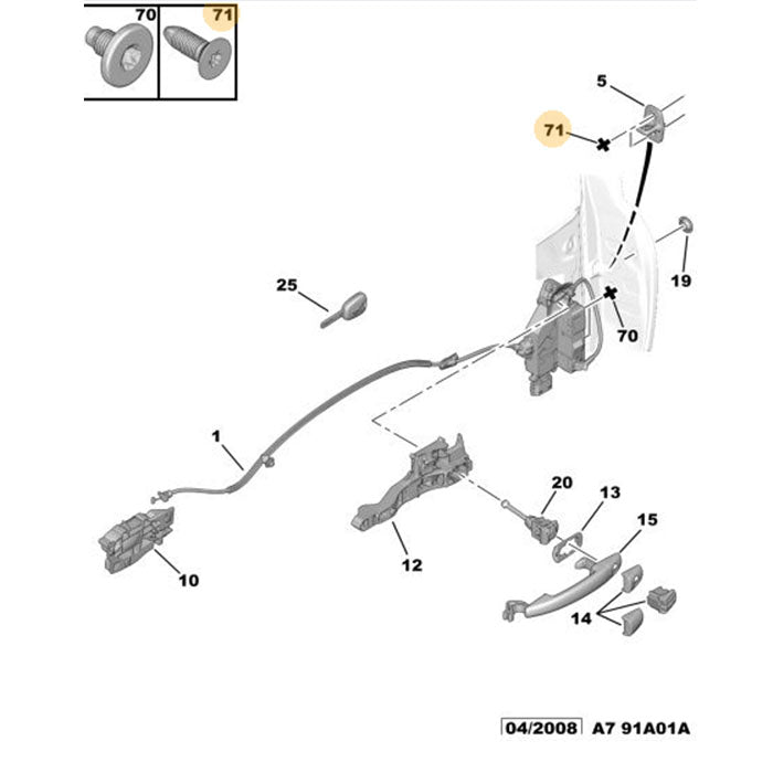 Genuine Striker Plate Fixing Screw - Peugeot 207 2006-2014 | 690758