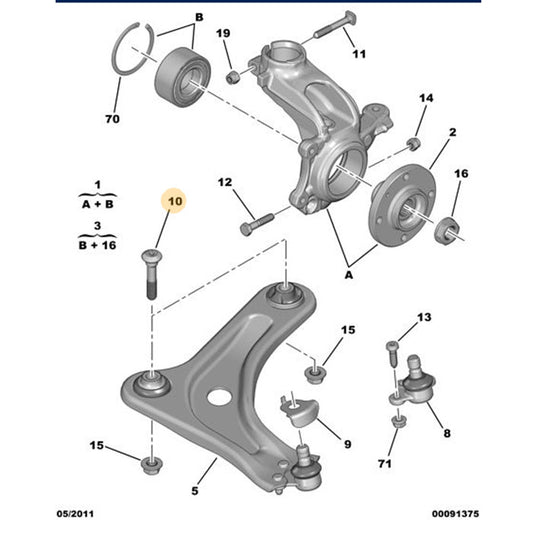Genuine Lower Arm Fixing Bolt - Peugeot 208 2012-2019 | 352299