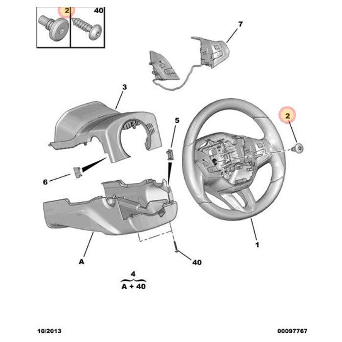 Genuine Steering Wheel Bolt - Peugeot 208 2012-2019 | 9802777580