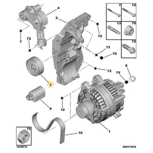 Genuine Tensioner Roller - Peugeot 407 2003-2010 2.2 Hdi | 1611422780