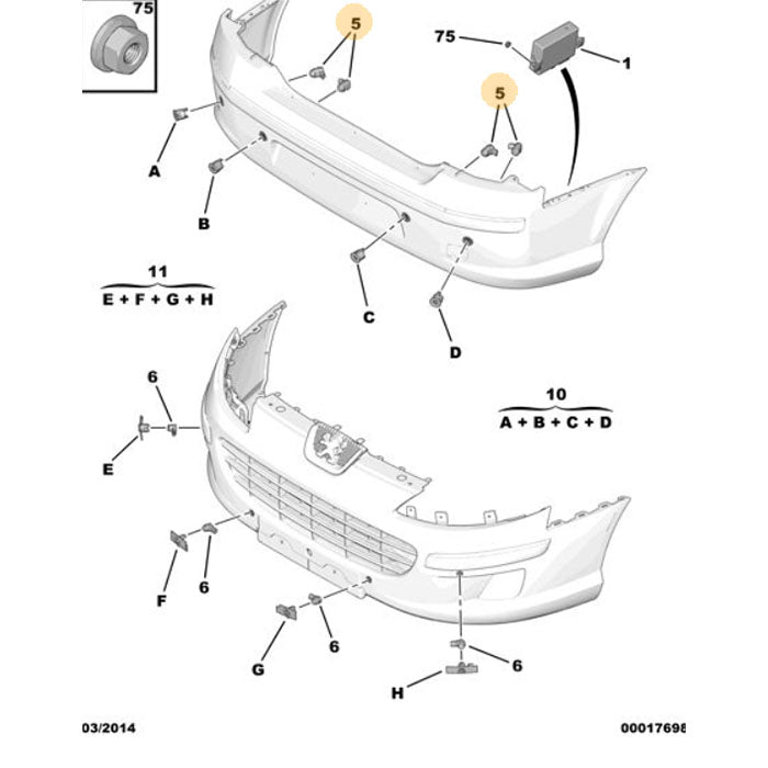Genuine Coupe Front Parking Sensor - Peugeot 407 | 1611735680
