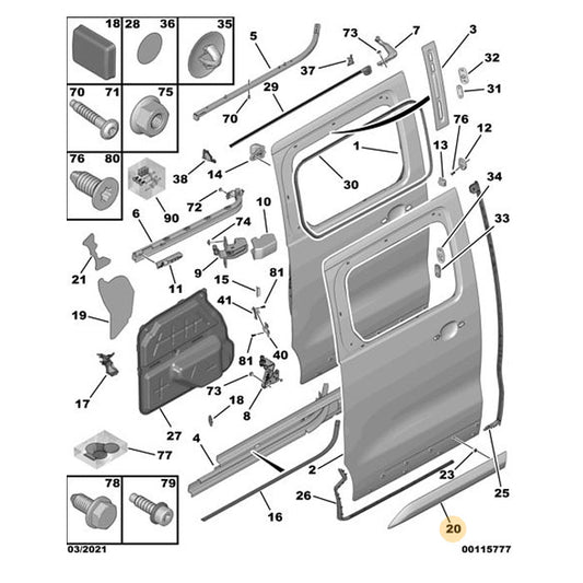 Genuine Rear Sliding Door Trim - Peugeot Traveller | 1616321780
