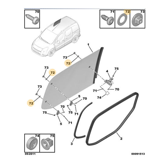 Genuine Sliding Window Sealing Washer - Peugeot Partner | 698807
