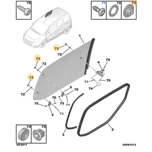 Genuine Sliding Window Fixing Nut - Peugeot Partner | 857379
