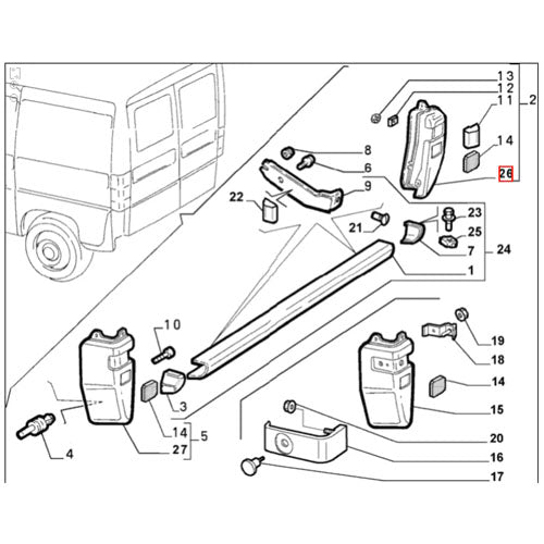 Genuine Offside Rear Bumper Corner -Fiat Ducato | 1302673999