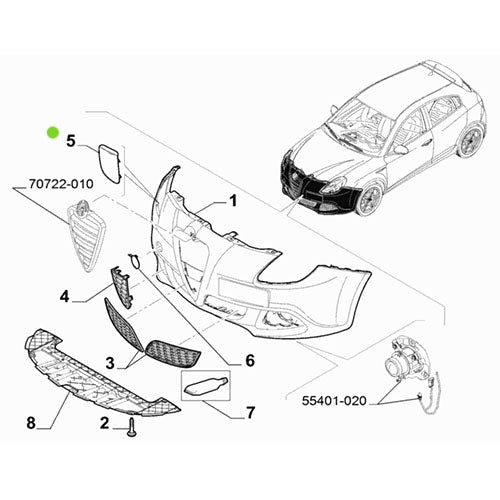Genuine Nearside Headlamp Washer Jet Cover - Alfa Romeo Giulietta | 156093427