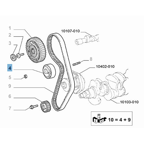 Genuine Timing Belt Tensioner - Fiat 500 / Punto  | 55233759