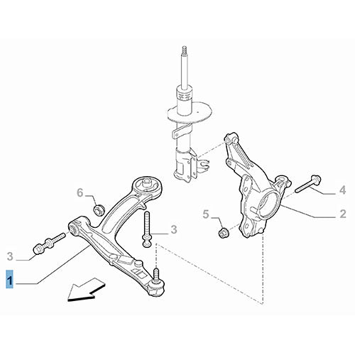 Genuine Right Hand Suspension Arm - Fiat 500 1.2  2010-2023 | 52013961
