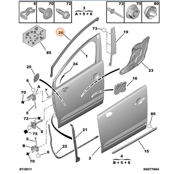 O/S/F Door Top Door Seal - Peugeot 5008 2009 -2016 | 9025P2