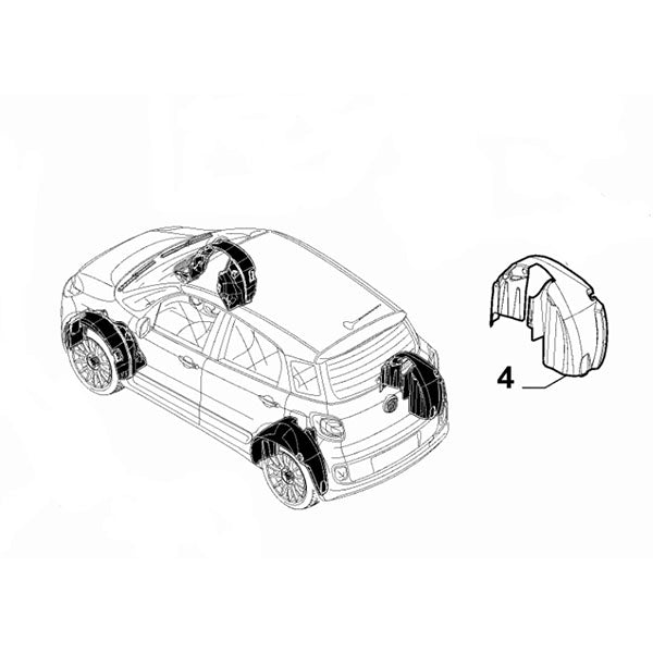 Wheel Arch Liner, Offside Rear - Fiat 500L | 51905071