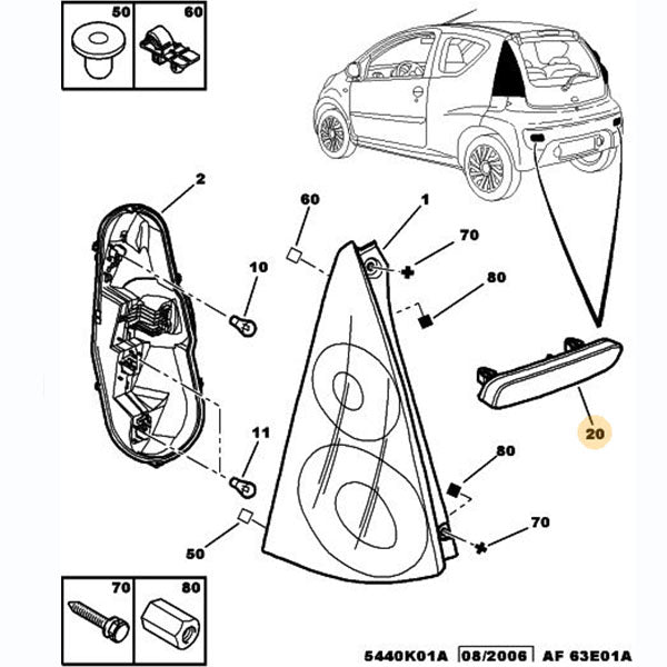 Genuine Peugeot Lhr Reflector - Peugeot 107 | 6340E7 | 6340E7