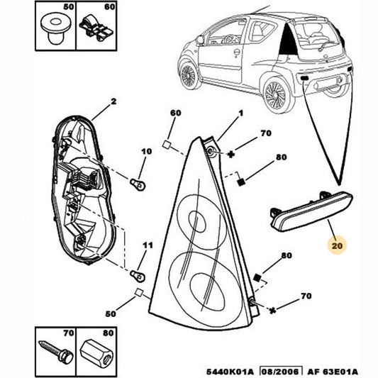 Genuine Peugeot Lhr Reflector - Peugeot 107 | 6340E7 | 6340E7