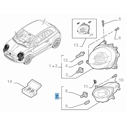 Left Headlamp - Fiat 500 | 51786772