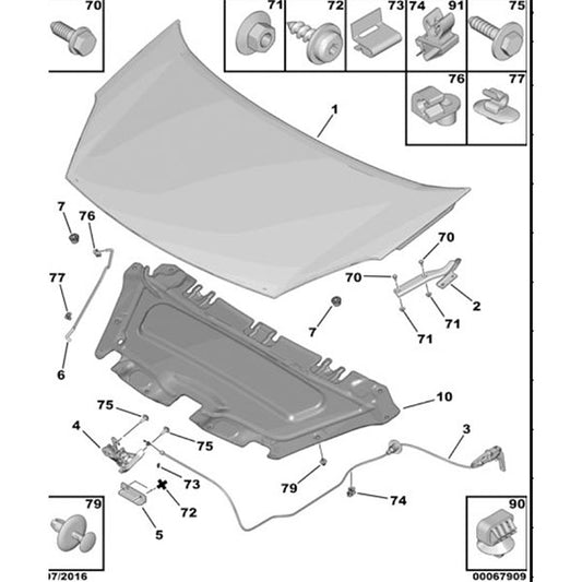 Genuine Peugeot Bonnet Stay Clip - Citroen Berlingo 2012-2015 Diesel | 792833 | 792833