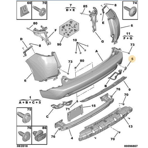 Genuine Peugeot Rear Tow Eye Cover - Peugeot 2008 | 9678054580 | 9678054580
