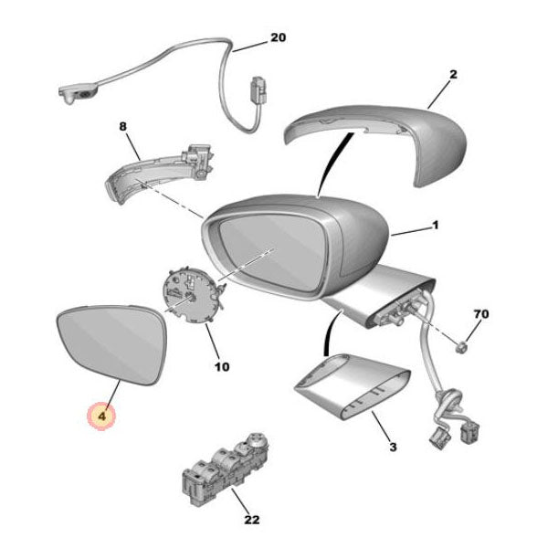 Left Side Mirror Glass - Citroen C4 | 1609433480