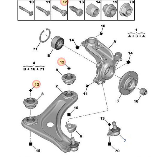 Lower Arm Fixing Bolt - Peugeot 1007 | 352269