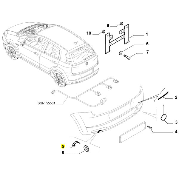 Genuine Fiat Exhaust / Bumper Trim - Fiat Grande Punto Sport | 735421950 | 735421950