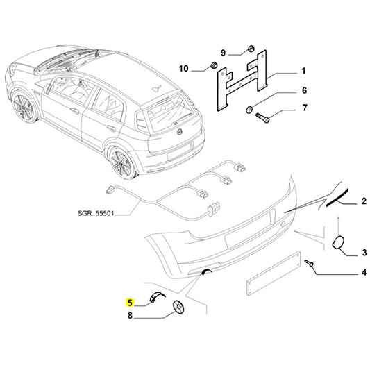 Genuine Fiat Exhaust / Bumper Trim - Fiat Grande Punto Sport | 735421950 | 735421950