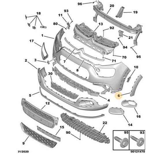 Left Hand Front Wing Trim On The Front Bumper - Citroen C3 | 1618037680