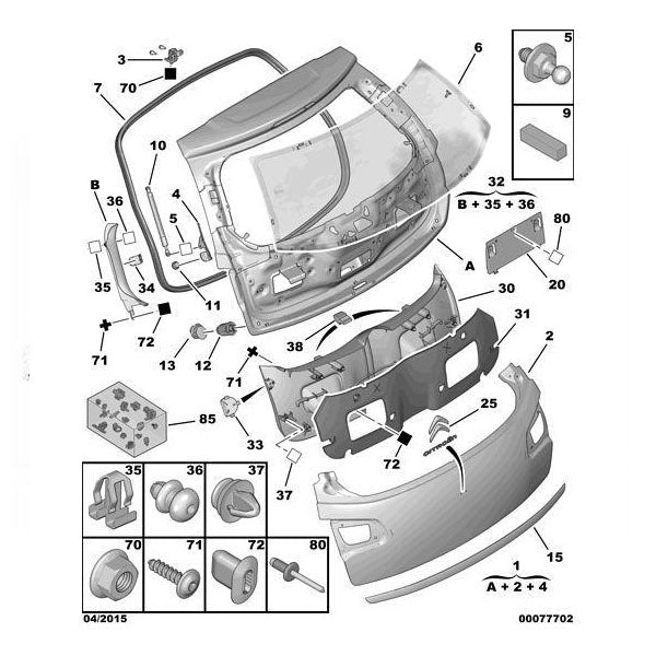 Tailgate Strut - Citroen C3 2009-2013 Petrol | 1635437380