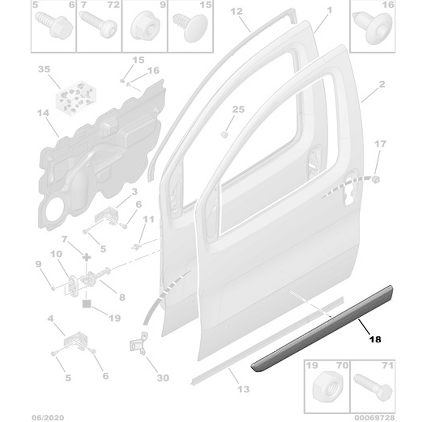 Genuine Front Left Door Trim - Peugeot Bipper / Citroen Nemo | 8545GZ
