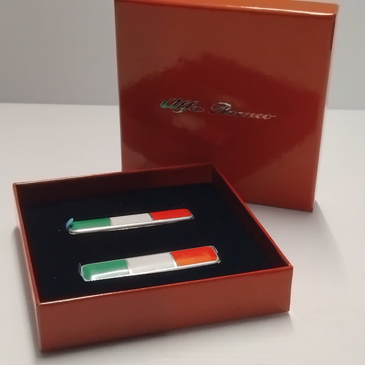 2x Genuine Italian Flag Badge - Alfa Romeo 4C | 71807227