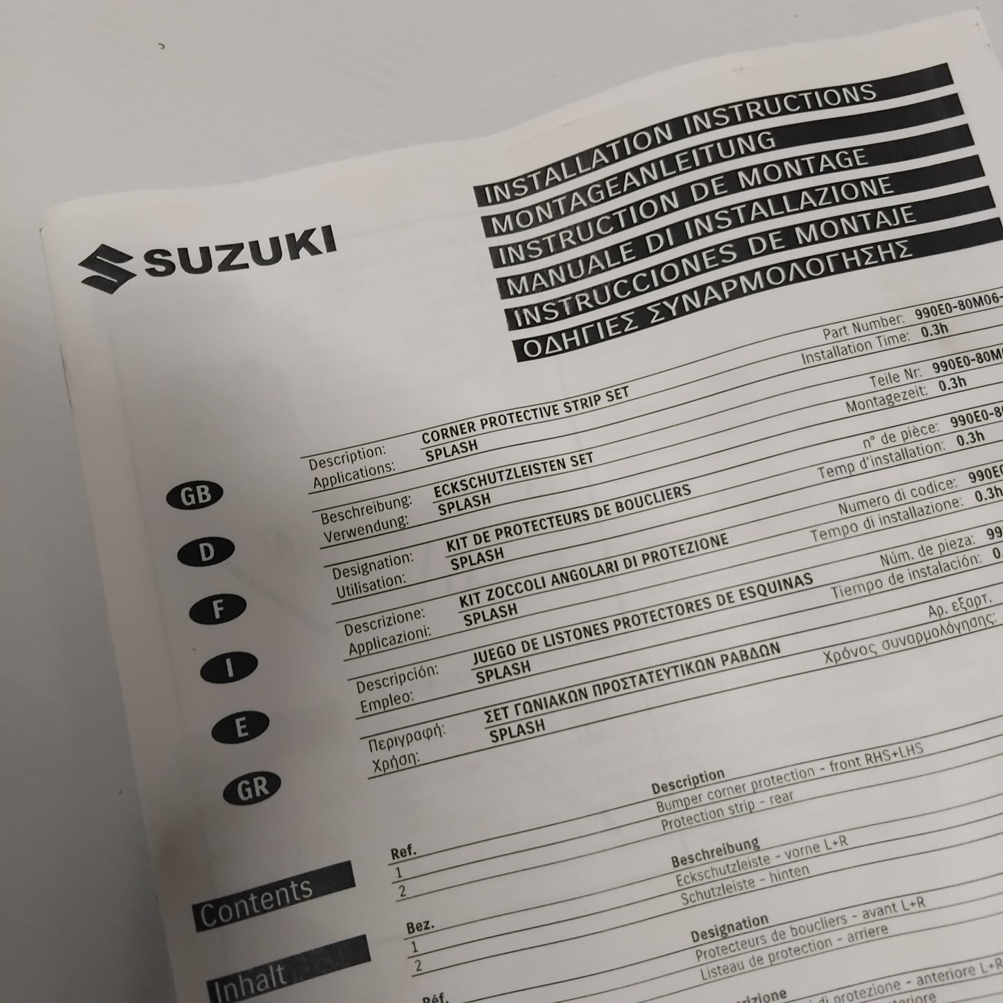 Genuine Bumper Corner Trims - Suzuki Splash 2012- | 990E0-80M06-000