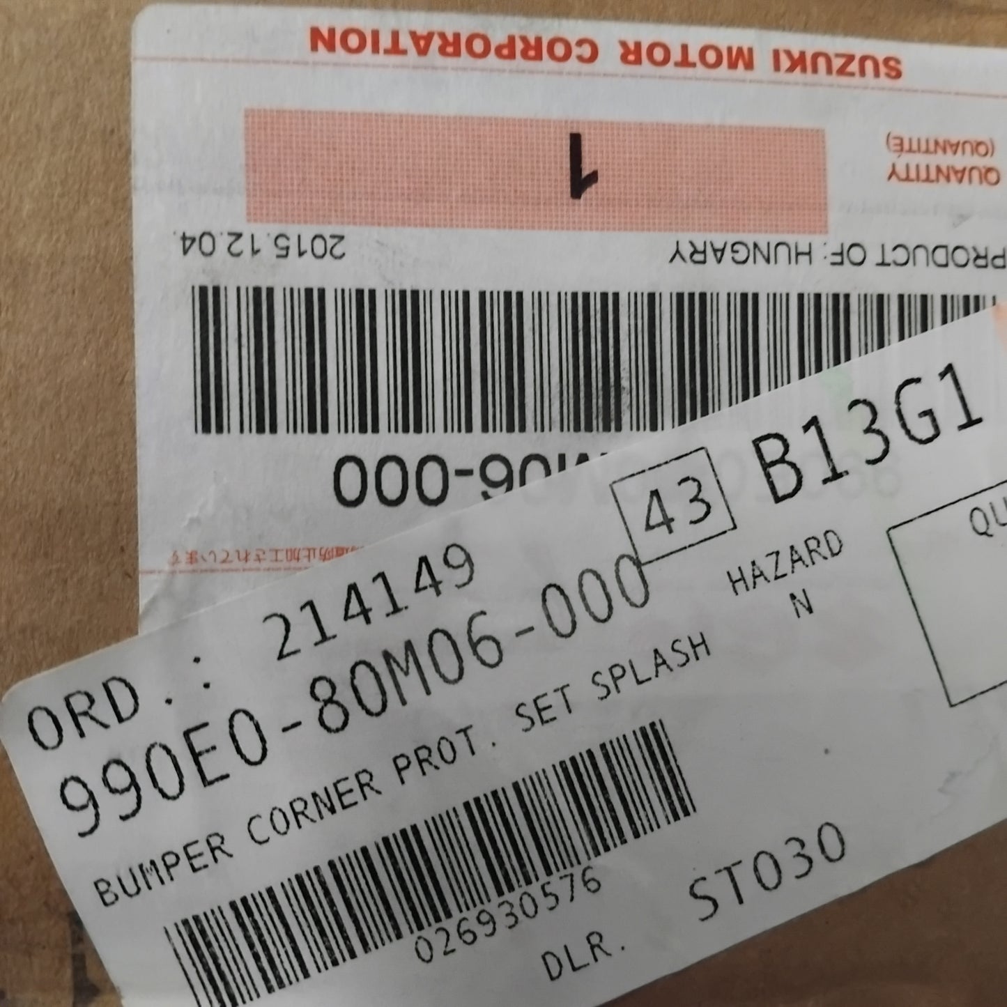 Genuine Bumper Corner Trims - Suzuki Splash 2012- | 990E0-80M06-000