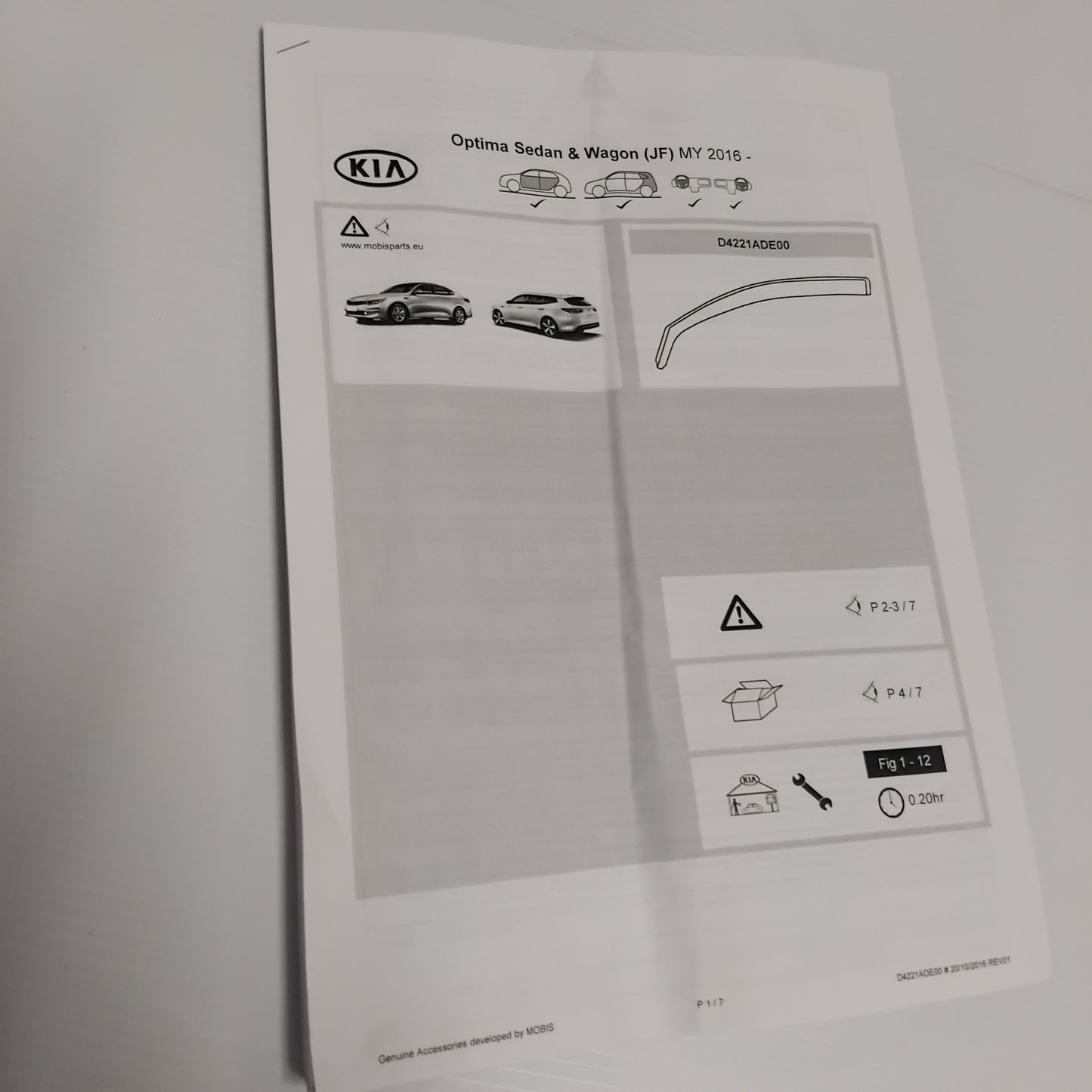 Genuine Front Wind Deflectors - Kia Optima SW 2016-2019 | D4221ADE00