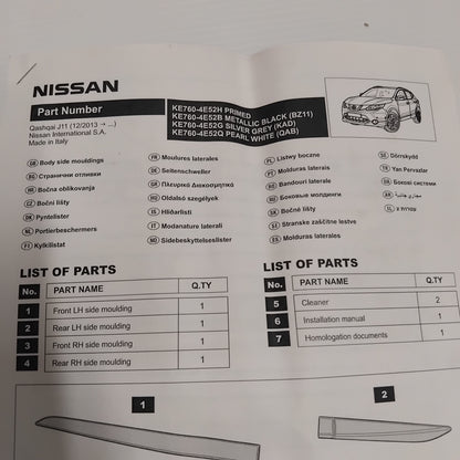Genuine Body Side Mouldings In Black (Z11) - Nissan Qashqai | KE7604E52B