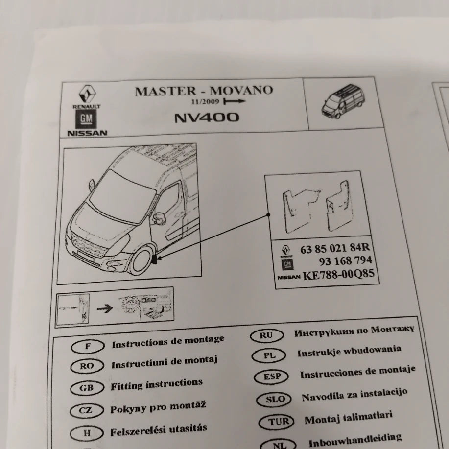 Genuine Front Mud Flap Set - Vauxhall Movano B | 93168794