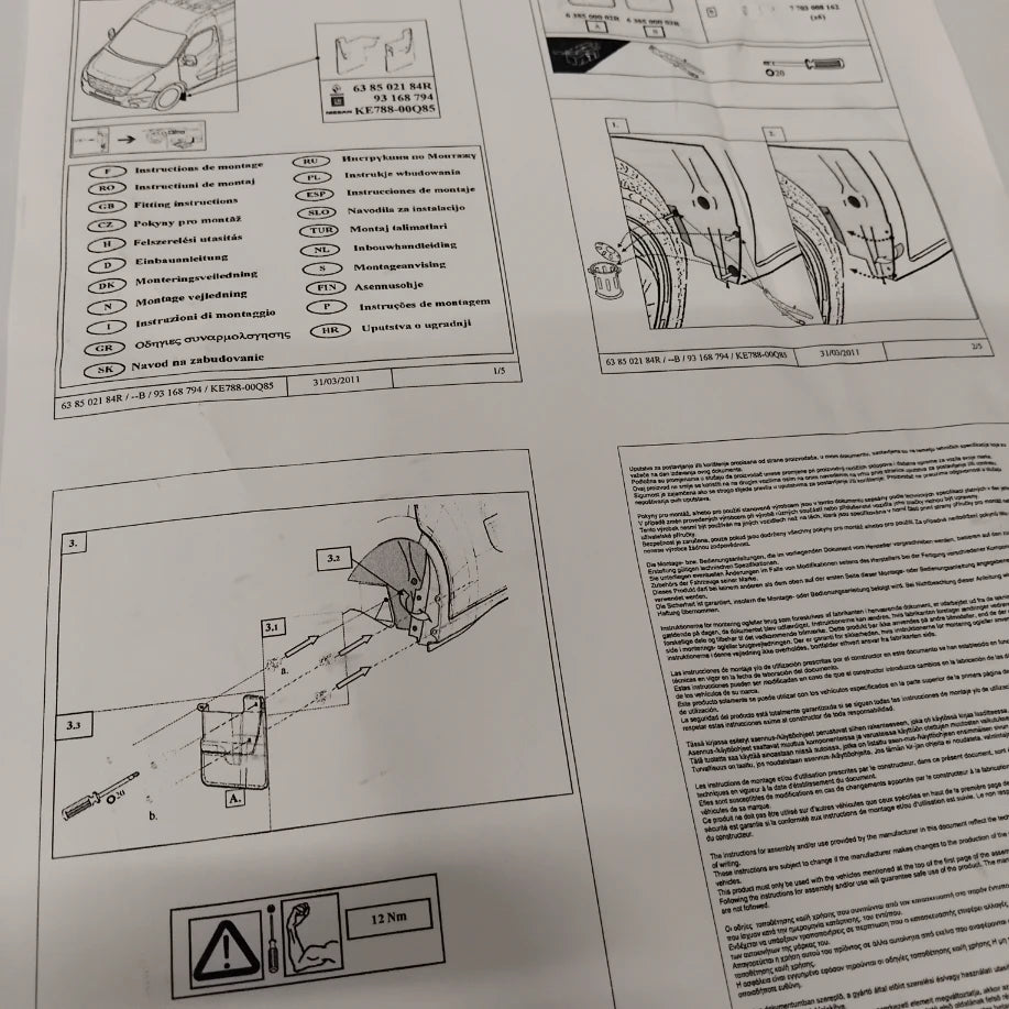 Genuine Front Mud Flap Set - Vauxhall Movano B | 93168794