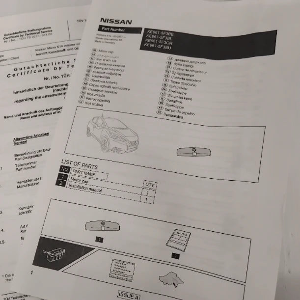 Genuine Burgundy Interior Mirror Cover - Nissan Micra 2017 | KE9615F3BU