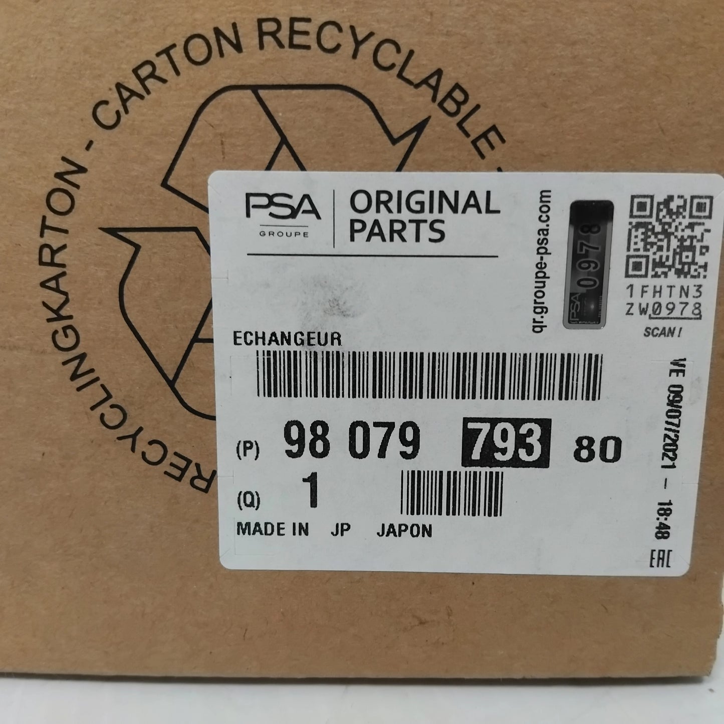 Genuine Peugeot Distrib Chamber | 9807979380