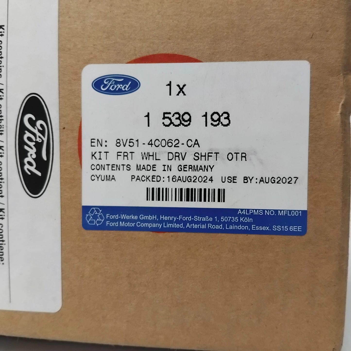 Genuine Front Axle Boot Kit - Inner and Outer - Ford Fiesta 2008-2012 | 1539193