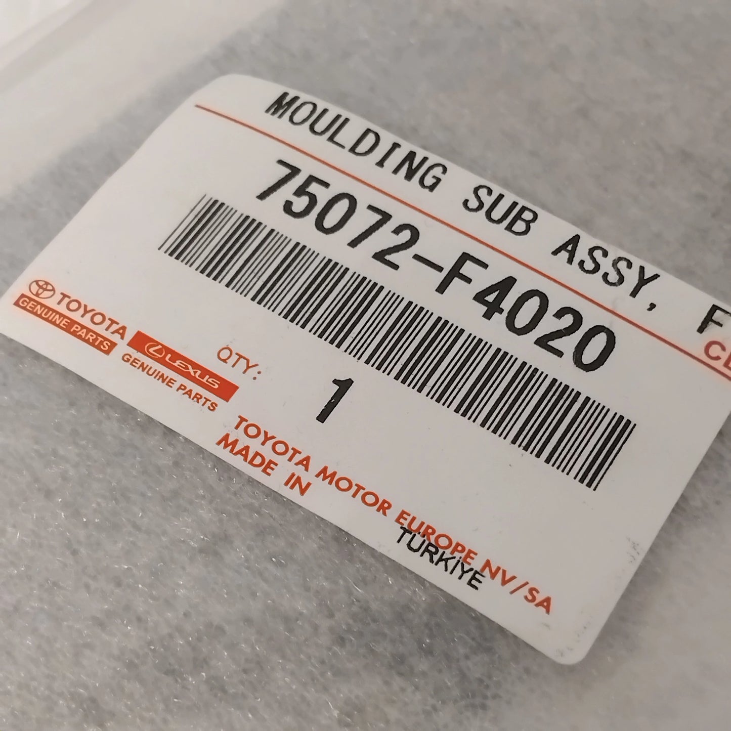 Genuine Toyota Moulding Sub-Assy, F | 75072-F4020