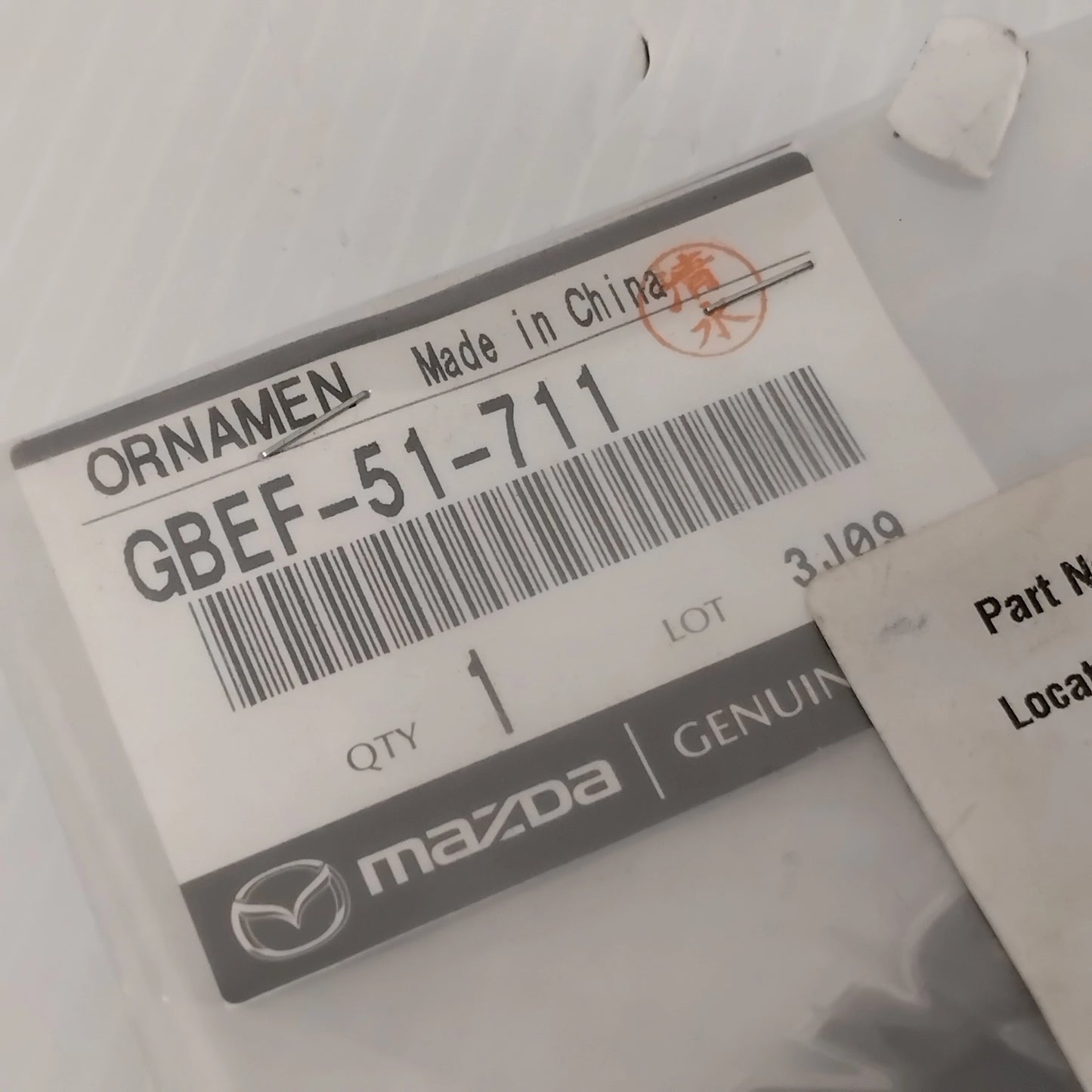 Genuine Rear Bumper Badge / Name Plate - Mazda 6 2018 | GBEF51711