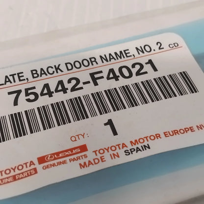 Genuine Toyota Plate, Back Door Nam | 75442-F4021