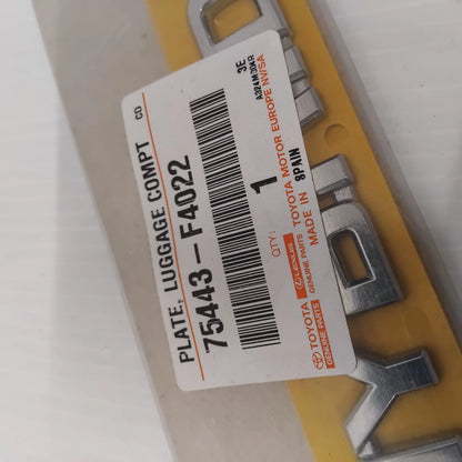 Genuine Toyota Plate, Luggage Compt | 75443-F4022