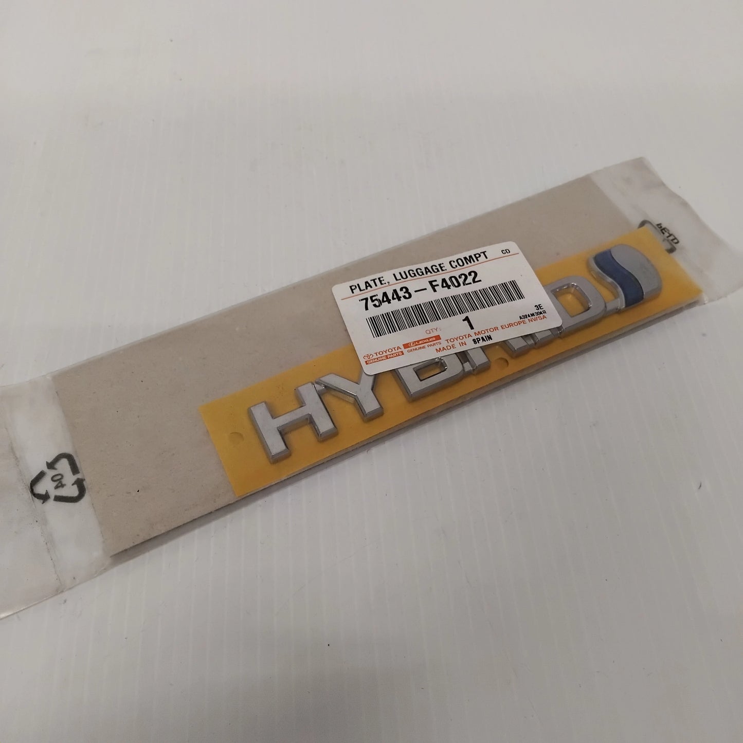 Genuine Toyota Plate, Luggage Compt | 75443-F4022