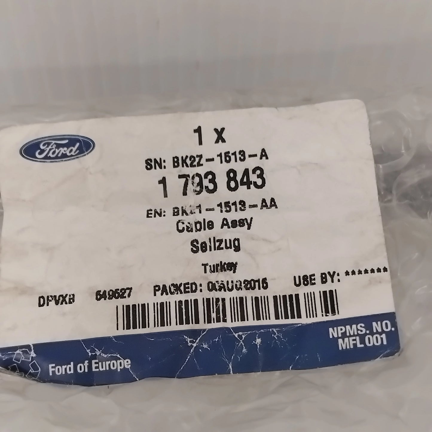 Genuine Spare Wheel Carrier Cable - Ford Transit Courier 2014 | 1793843