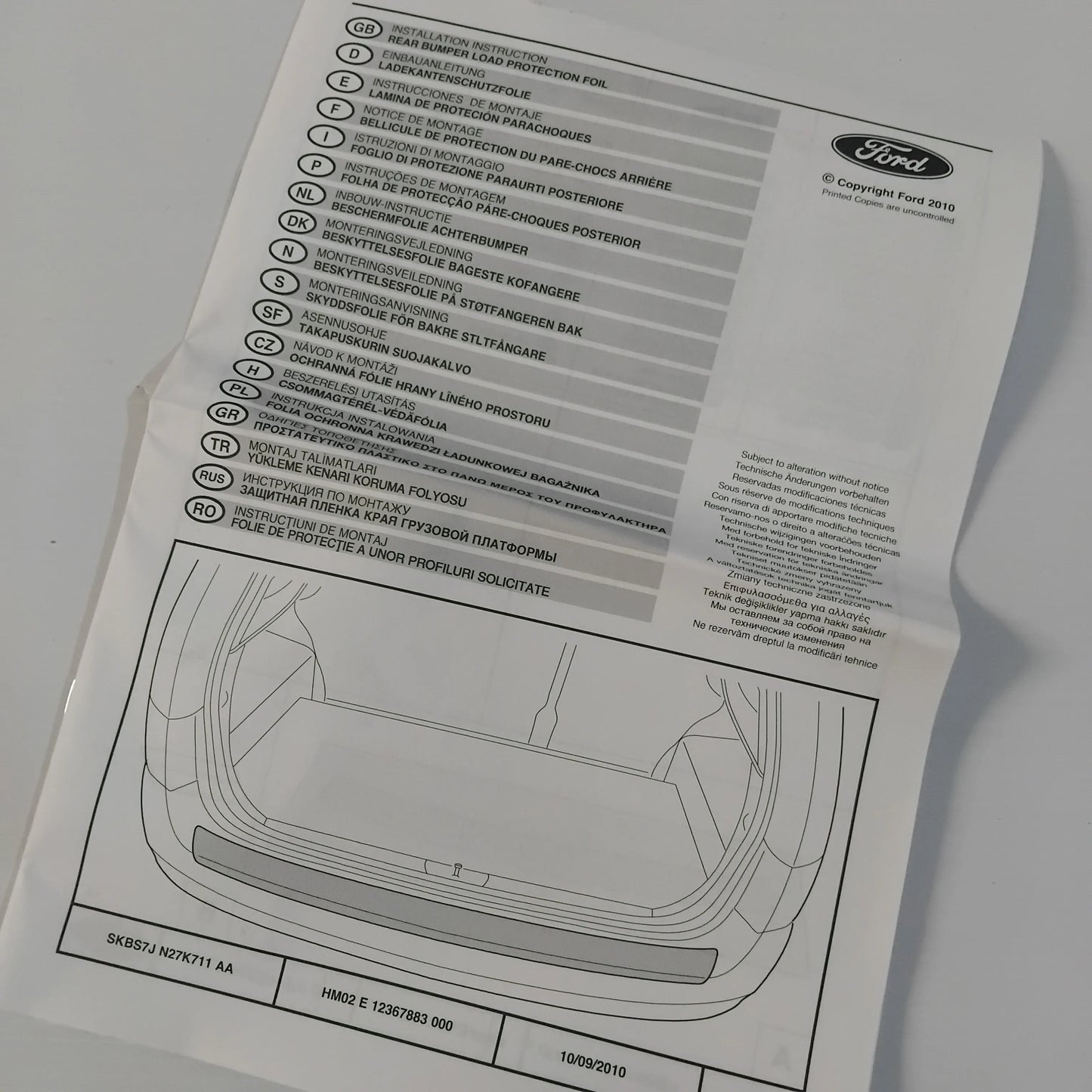 Genuine Rear Bumper Protection Foil - Ford Mondeo 2007-2014 | 1731910