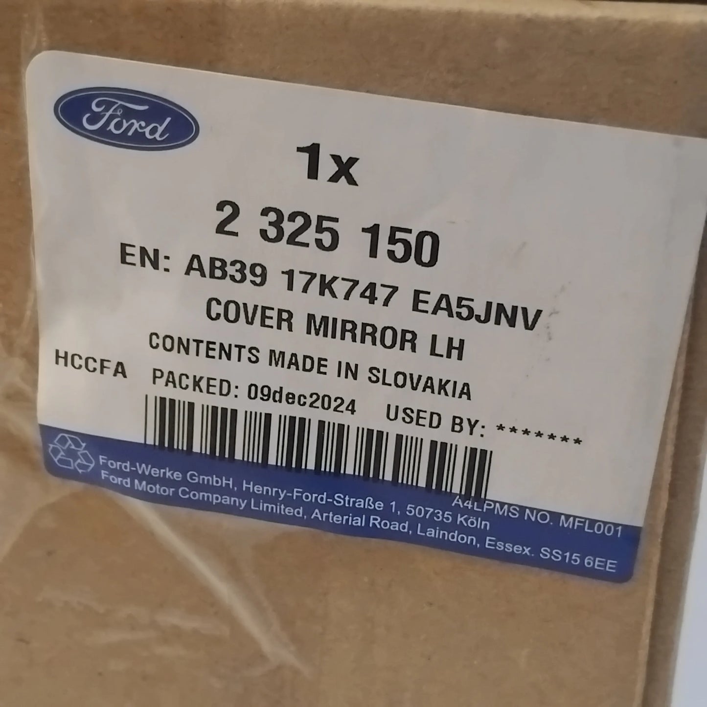 Genuine Left Wing Mirror Cover - Ford Ranger 2019- | 2325150