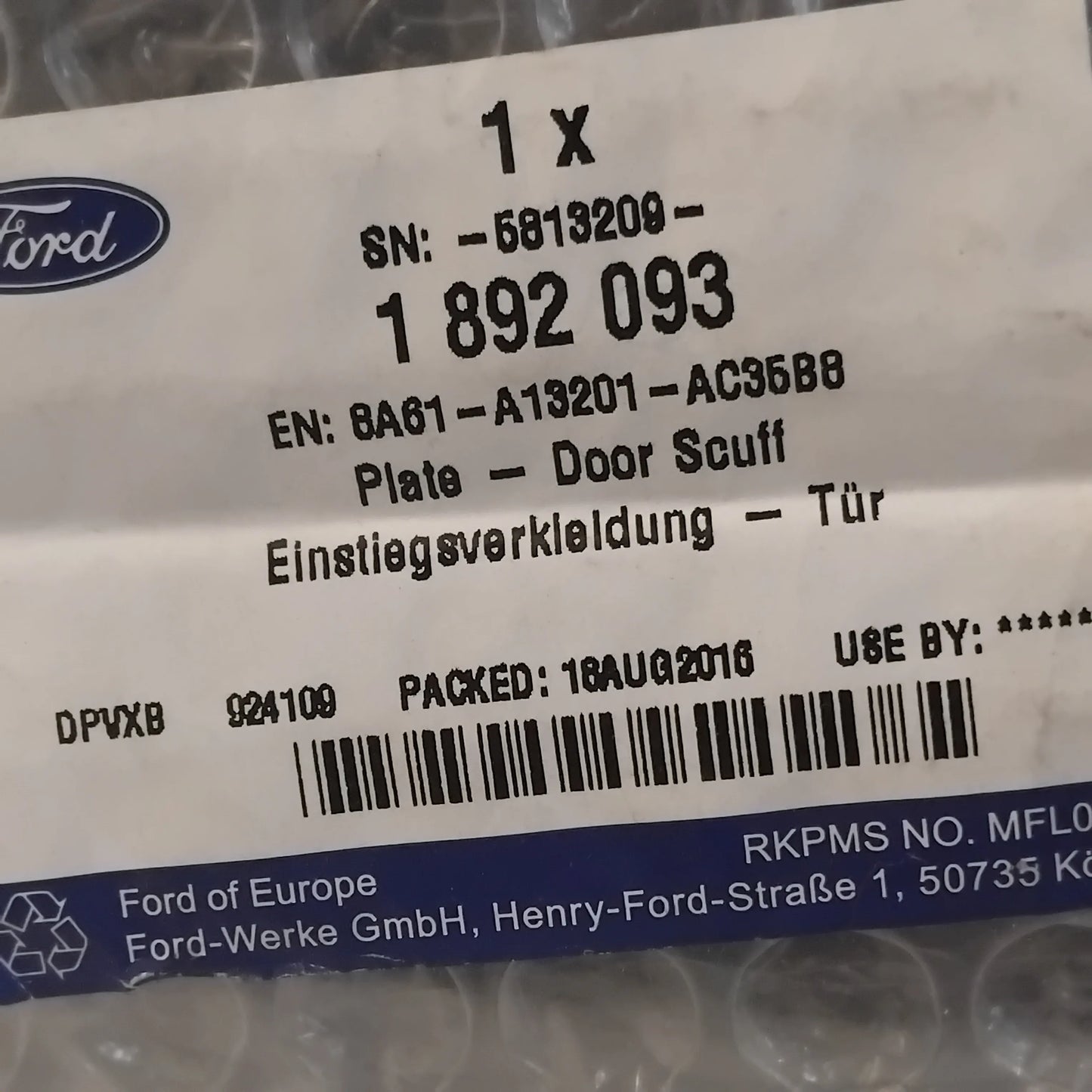 Genuine Front Left Door Scuff Plate - Ford Fiesta 2013-2019 | 1892093