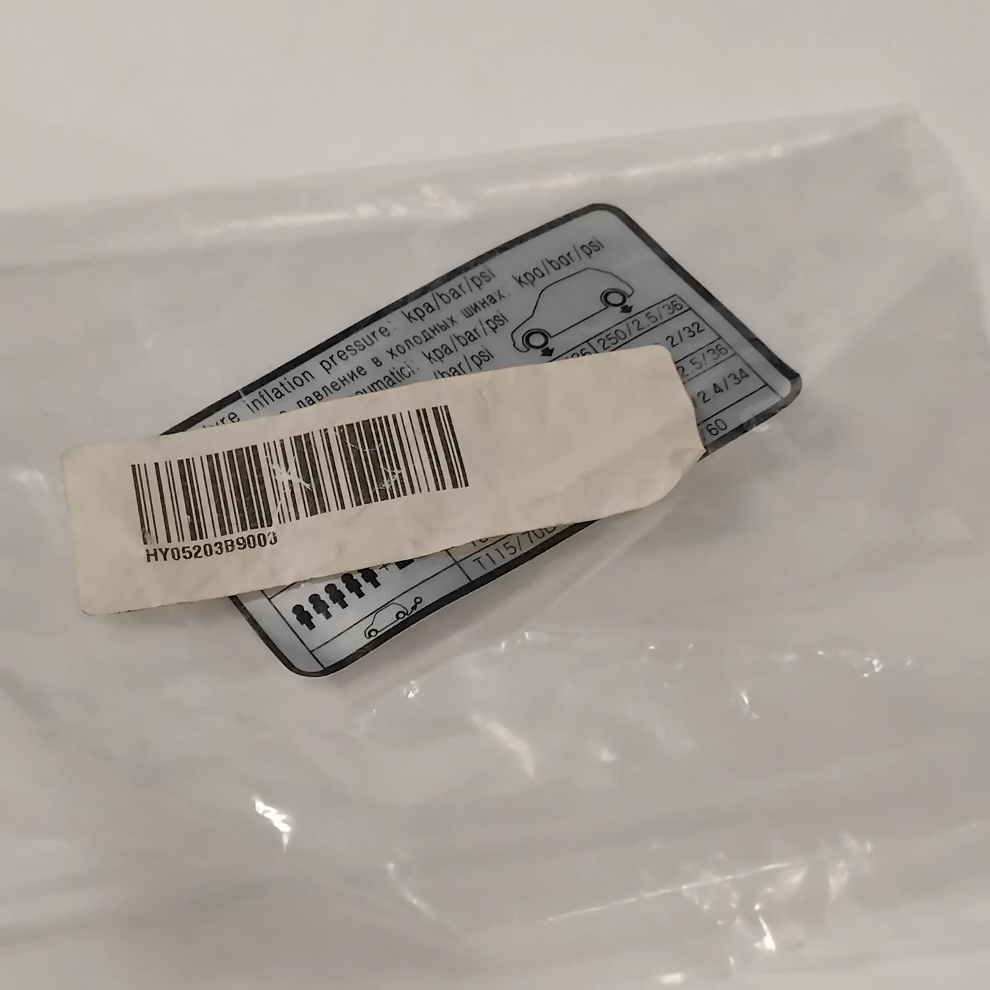 Genuine Hyundai Label-Tire Pressure | 05203B9000