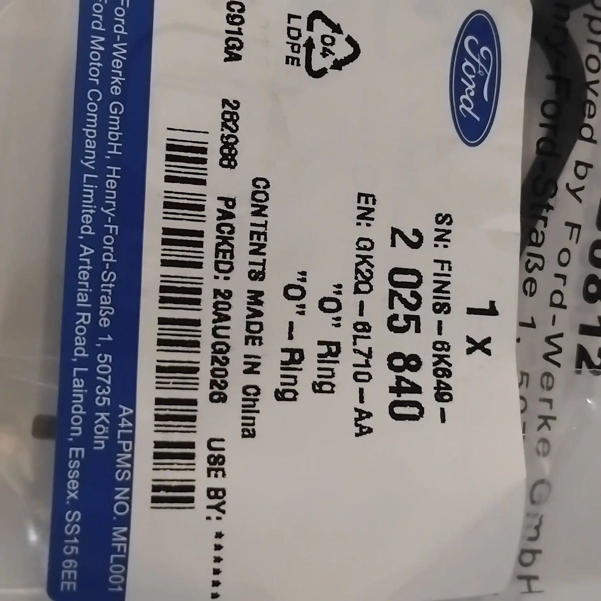 Genuine Ford "O" Ring | 2025840