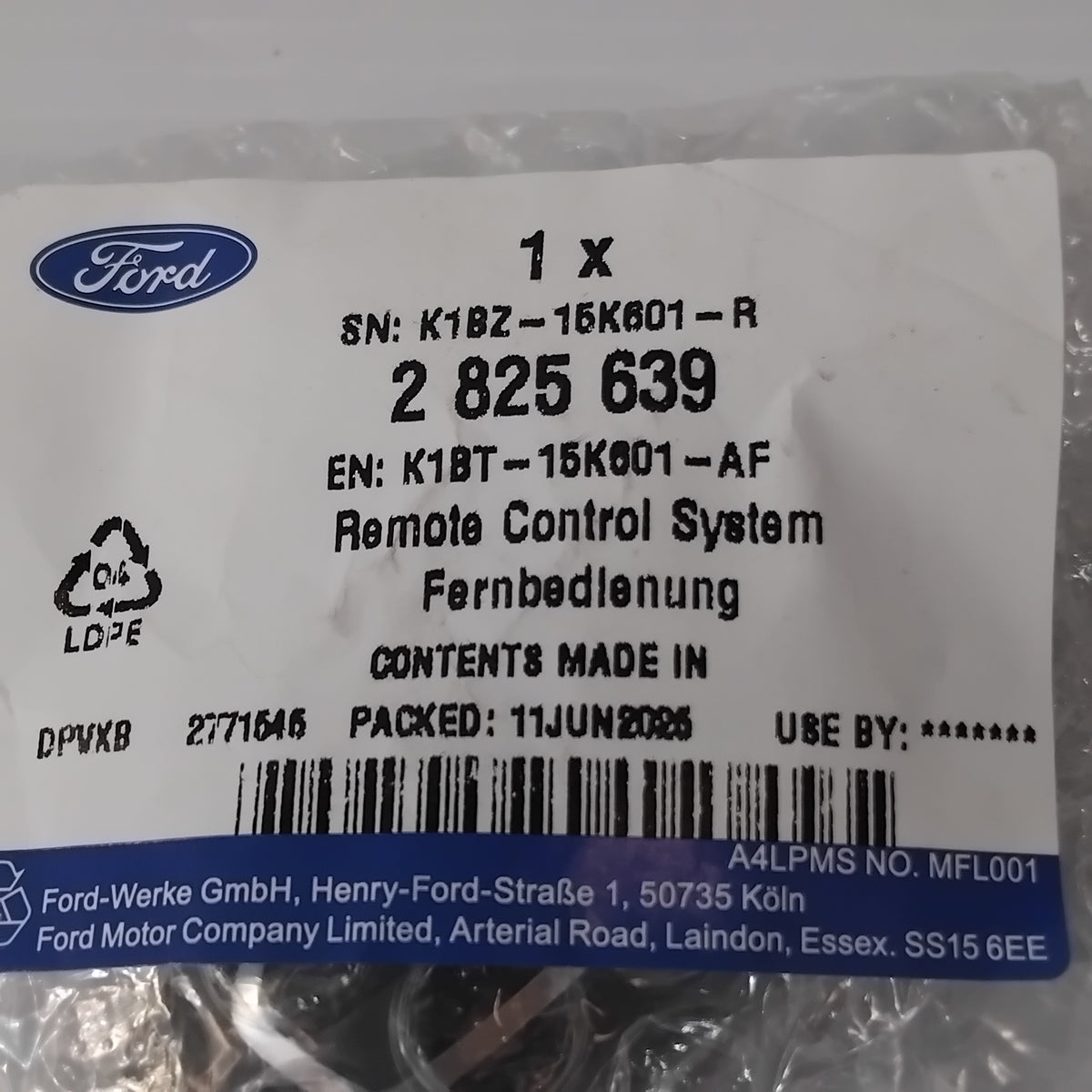 Genuine Ford Remote Control System | 2825639